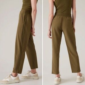Athleta Brooklyn Mid Rise Ankle Pant Olive Green Women's Size 6 EUC